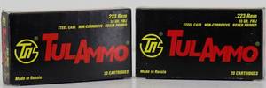 lot 7 image: 2 Boxes Tul Ammo .223 55gr FMJ 40 Cartridges
