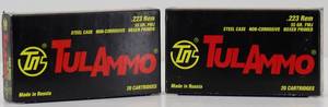 lot 16 image: 2 Boxes Tul Ammo .223 55gr FMJ 40 Cartridges