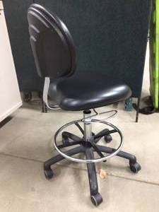 lot 5 image: MSRP $450&nbspMcKesson Select Black Pneumatic Adjustable height Laboratory Exam Stool With Chrome Foot Ring - Great Condition