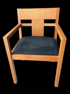 lot 1 image: ICONIC & HIGH DESIGN MID CENTURY VINTAGE ITALIAN SOLID WOOD OFFICE CHAIRS WITH ARMS MADE BY A. SIBAU (ANTONIO) HIGH END FURNITURE MAKERS OF THE 60S & ON - MOST OF THESE QUALITY CHAIRS SELL FOR $800 EACH & UP - MINOR WEAR FOR AGE