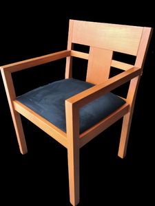 lot 2 image: ICONIC & HIGH DESIGN MID CENTURY VINTAGE ITALIAN SOLID WOOD OFFICE CHAIRS WITH ARMS MADE BY A. SIBAU (ANTONIO) HIGH END FURNITURE MAKERS OF THE 60S & ON - MOST OF THESE QUALITY CHAIRS SELL FOR $800 EACH & UP - MINOR WEAR FOR AGE