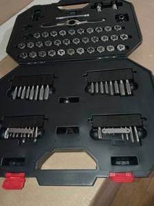 lot 13 image: SAEMetric Ratcheting Tap and Die Set (77-Piece) by Husky- open box not used- missing a few pieces -SEE PICTURES