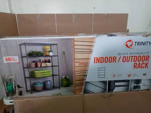 lot 35 image: Black Anthracite 5-Tier Steel Wire Shelving Unit (48 in. W x 72 in. H x 18 in. D) by TRINITY- open box not used -SEE PICTURES