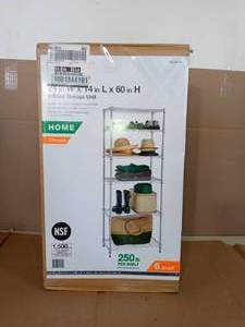 lot 64 image: Chrome 6-Tier Metal Wire Shelving Unit (24 in. W x 60 in. H x 14 in. D) by HDX- open box not used -SEE PICTURES