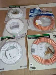 lot 98 image: Mixed lot of 14 in. x 25 ft. Poly Ice Maker Kit & 14 in. x 15 ft. Copper Icemaker Installation Kit by Everbilt- SEE PICTURES