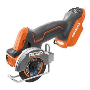 lot 12 image: 18-Volt SubCompact Lithium-Ion Cordless Brushless 3 in. Multi-Material Saw (Tool Only) with Cutting Wheels by RIDGID- battery not included - open box not used - SEE PICTURES