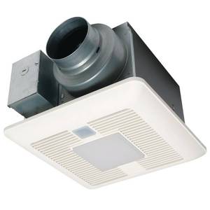 lot 93 image: WhisperSense DC fan-LED Lights Motion and Humidity Sensors Delay Timer Pick-A-Flow Speed Selector 50, 80 or 110 CFM by Panasonic- open box not used - SEE PICTURES