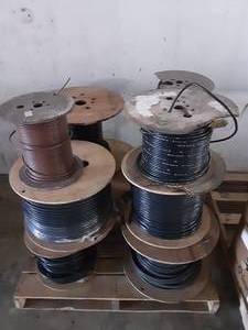 lot 17 image: Pallet Of Assorted Cable Drop Wire Spools