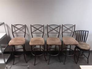lot 59 image: 4-Swivel Stools 30 Seat, 1-Swivel Stool 23 Seat