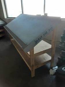 lot 70 image: Wood Drafting & Blue Print Table 40x98x59