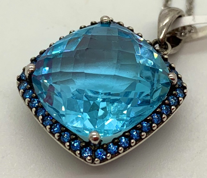 Large blue hot sale topaz pendant