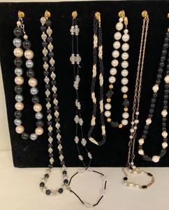 lot 406 image: Misc. Costume Jewelry Lot - Black and White and Pearls All Over