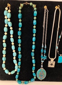 lot 408 image: Misc. Costume Jewelry Lot - Turquoise-ey