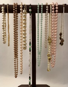 lot 411 image: Misc. Costume Jewelry Lot - Pearl Necklaces and Bracelets