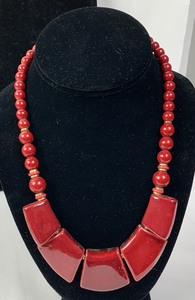 lot 415 image: Misc. Costume Jewelry Lot - Cranberry, Black and Gold Tones
