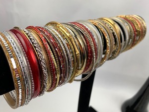 lot 418 image: Misc. Costume Jewelry Lot - Bangles, Brooches and A Barette, Oh My