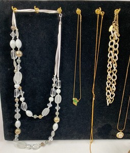 lot 420 image: Misc. Costume Jewelry Lot - Elegant Gold Tones With Some White Accents