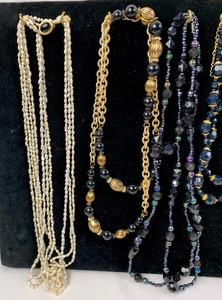 lot 433 image: Misc. Costume Jewelry Lot - Cha Chas and Chokers, Plenty of Black and Gold