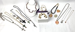lot 447 image: Misc. Costume Jewelry - Cameos, Crosses and The Ten Commandments