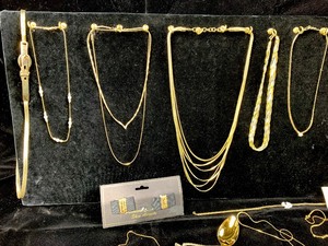 lot 449 image: Misc. Costume Jewelry - Go For The Gold - Necklaces, Spoons and More