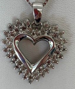 lot 10 image: Diamond Heart Pendant (1.0 CT TW) in Sterling Silver on 18 Chain,  Original Tag