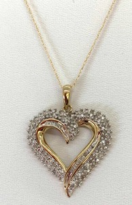 lot 12 image: 10K Diamond Heart Pendant (.5 CT TW) on 18 Gold Chain, Original Tag