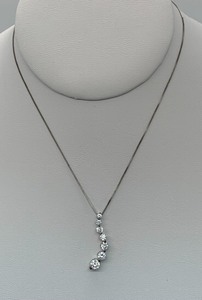lot 35 image: 7-Stone Simulated Diamond Necklace in Sterling Silver w 18 Chain, Original Tags