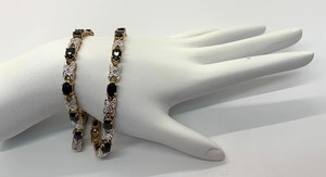lot 38 image: Set of 2 Identical 7 Sapphire X Bracelets in Gold Over Sterling Silver, Original Tags