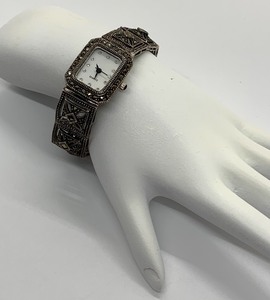 lot 40 image: Sterling Silver Watch With Sterling Watch Band w Marcasite Accents