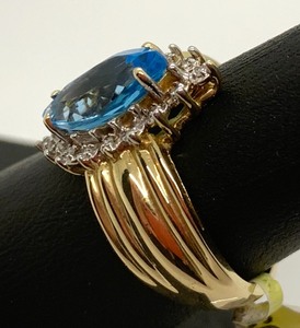 lot 45 image: Marquis-Cut  (Assumed) Blue Topaz Ring In 10K Yellow Gold, Size 7, Original Tag