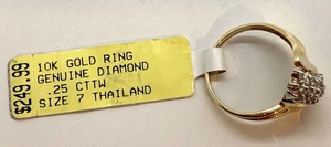 lot 47 image: Diamond Ring (.25 TCW), In 10K Yellow Gold, Size 7, Original Tags