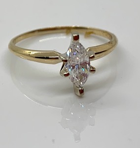 lot 74 image: 10K Yellow Gold Ring wMarquis-Cut CZ Stone, Size 7-12