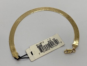 lot 119 image: 23K Gold Over Sterling Silver Flat Serpentine 7 Bracelet, Made in Italy, Original Tag