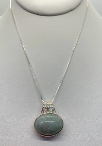 lot 138 image: Pale (Assumed) Jade Pendant Necklace in Sterling Silver w 18 Chain