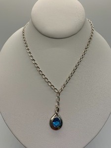 lot 139 image: Sterling Silver Blue Topaz Pendant Necklace, New w Original Tag