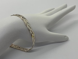lot 144 image: Sterling Silver Flat Serpentine Braided Chain Bracelet, Made in Italy, 7 Long