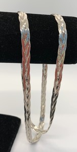 lot 146 image: 24 Sterling Silver Flat Serpentine Braided Chain Necklace, Made in Italy (Broken Clasp)