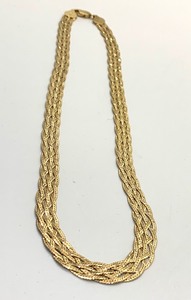 lot 147 image: 23K Gold Over Sterling Silver 17 Flat Serpentine Braided Chain Necklace, Made in Italy, Orig. Tag