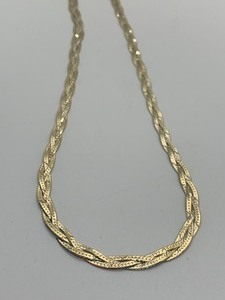 lot 149 image: 23K Gold Over Sterling Silver 17 Flat Serpentine Braided Necklace, Original Tag