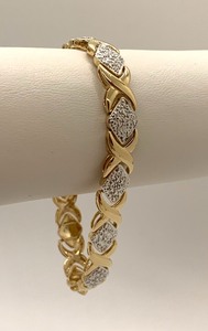 lot 164 image: 18K Gold Over Sterling Silver Accent Hugs and Kisses Bracelet, 7-14 Long, Orig. Tag