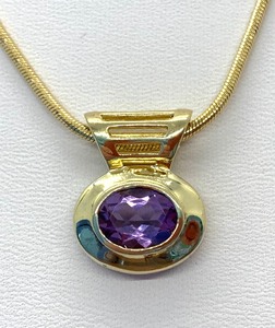 lot 171 image: Set of 2 Sterling Silver Gem Pendant Necklaces On 17 SS Rope Chains