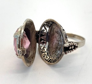 lot 182 image: 2 Sterling Silver Rings Including a Secret Compartment Ring, Size 6