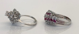 lot 183 image: 2 Sterling Silver Rings w Gems, Size 6 and 6-14