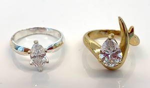 lot 184 image: 2 Sterling Silver Rings w Gems, Size 6-34