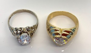 lot 197 image: 2 Sterling Silver Rings w Gems, Size 7-34