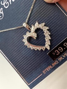 lot 206 image: 2 Sterling Silver CZ Heart Necklaces, New in Original Package