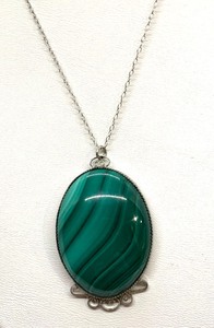 lot 208 image: Malachite Pendant on a Sterling Chain