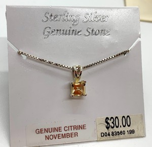 lot 207 image: CZ, Citrine, Sim. Tanzanite Sterling Necklaces, New in Original Packaging, and a Size 6 Ring