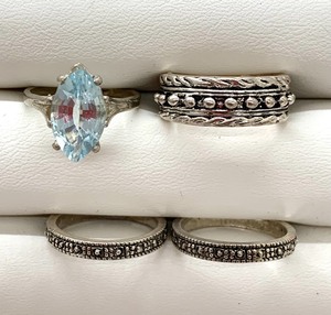 lot 304 image: Fashion Rings, Size 6.5 - 4 Rings, Stackable