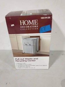 lot 17 image: HOME DECORATORS 18-1316 in. H x 14-38 in. W x 22 in. D 28.75 Qt. In-Cabinet Double Bottom-Mount Pull-Out Trash Can